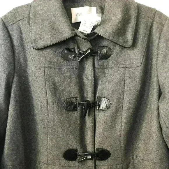 Avenue Long Dark Gray Peacoat Toggle Closure 14/16 - Picture 3 of 8